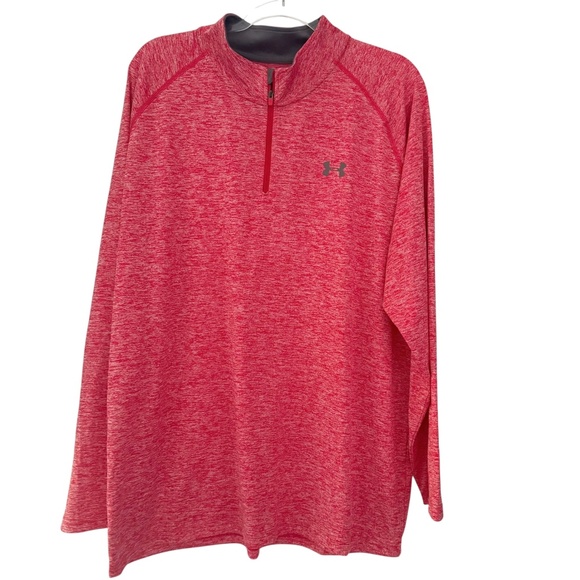 Under Armour Heathered Red 1/4 Zip Pullover Shirt  XXL - Picture 1 of 5